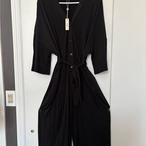 Max Studio Black Button-Front Jumpsuit